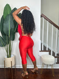 Coco Shag Vest Set in Fiery Red — shag knit vest with red high-rise leggings — Stylish Babe Co