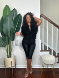 Coco Shag Vest Set in Black Onyx — shag knit vest with black high-rise leggings — Stylish Babe Co