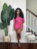 Hot pink flame-mesh body-con mini, Camila Flame Mesh Mini – Hot Pink