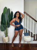 Lace Up Mini Denim Set