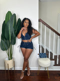 Lace Up Mini Denim Set