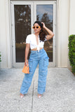 Women  Cargo jeans, Women Cargo Pants, Women Denim Jeans, Women Stretchy Jeans, High Waist Jeans 