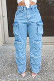 Women  Cargo jeans, Women Cargo Pants, Women Denim Jeans, Women Stretchy Jeans, High Waist Jeans 