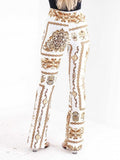 Zena Baroque Print Flares