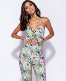 Lena Tropical Leaf Jumpsuit