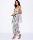 Lena Tropical Leaf Jumpsuit